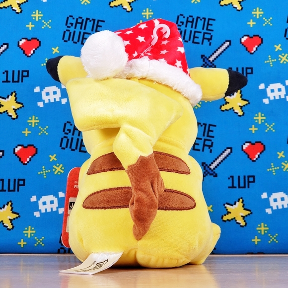Jazwares Pokemon Pikachu with Santa Hat 7" 2021 UltraSoft Holiday Genuine Plush - Picture 4 of 11
